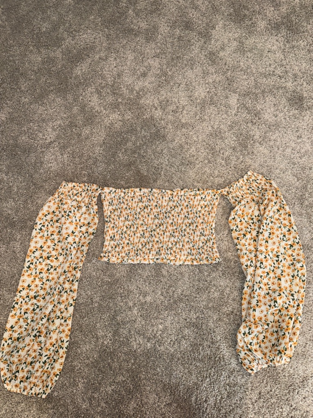 Pink Lily Floral Smocked Crop Top